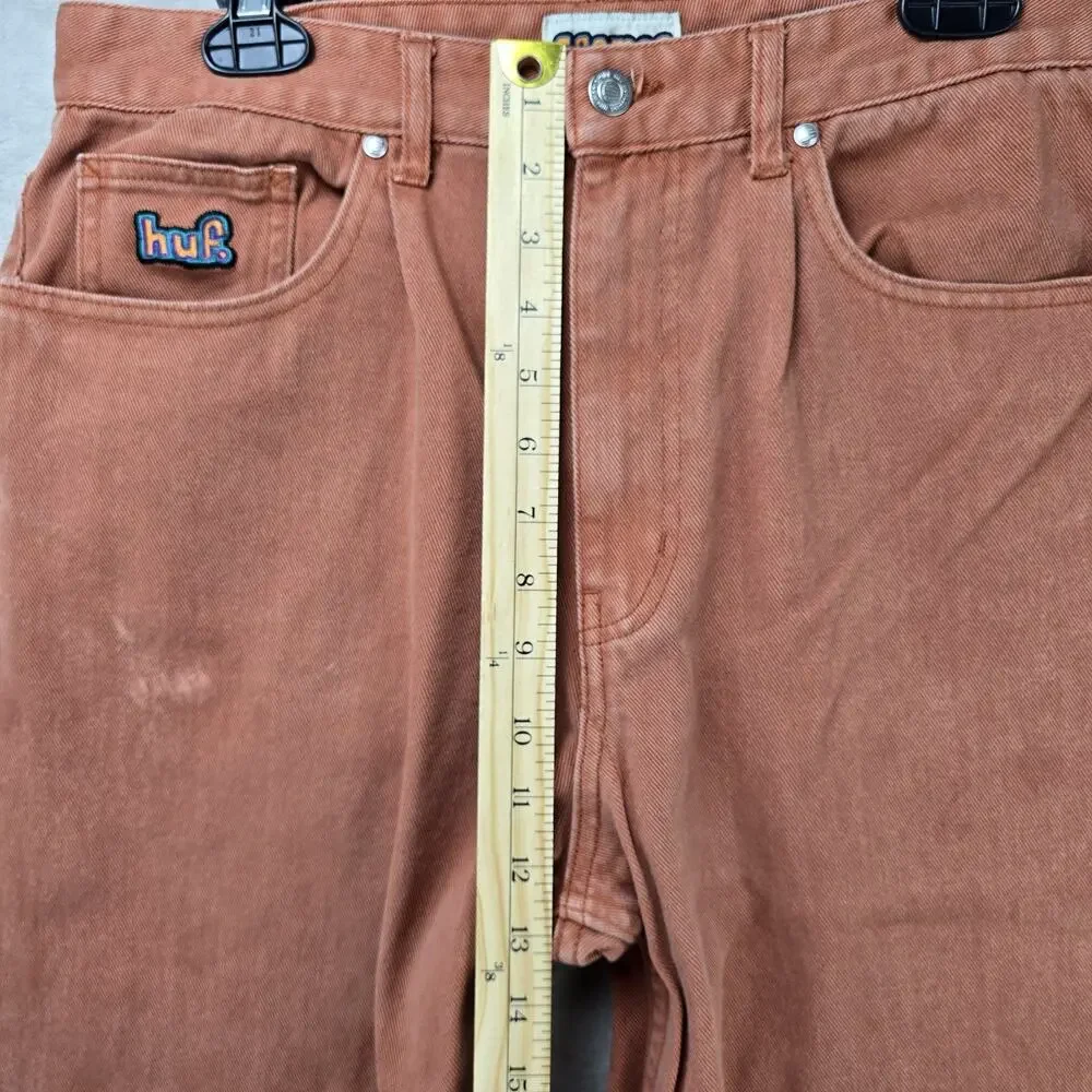 HUF Cromer Jeans Mens 34 (Fits 33x30) Orange Baggy Skate Y2K 90s Denim Pants